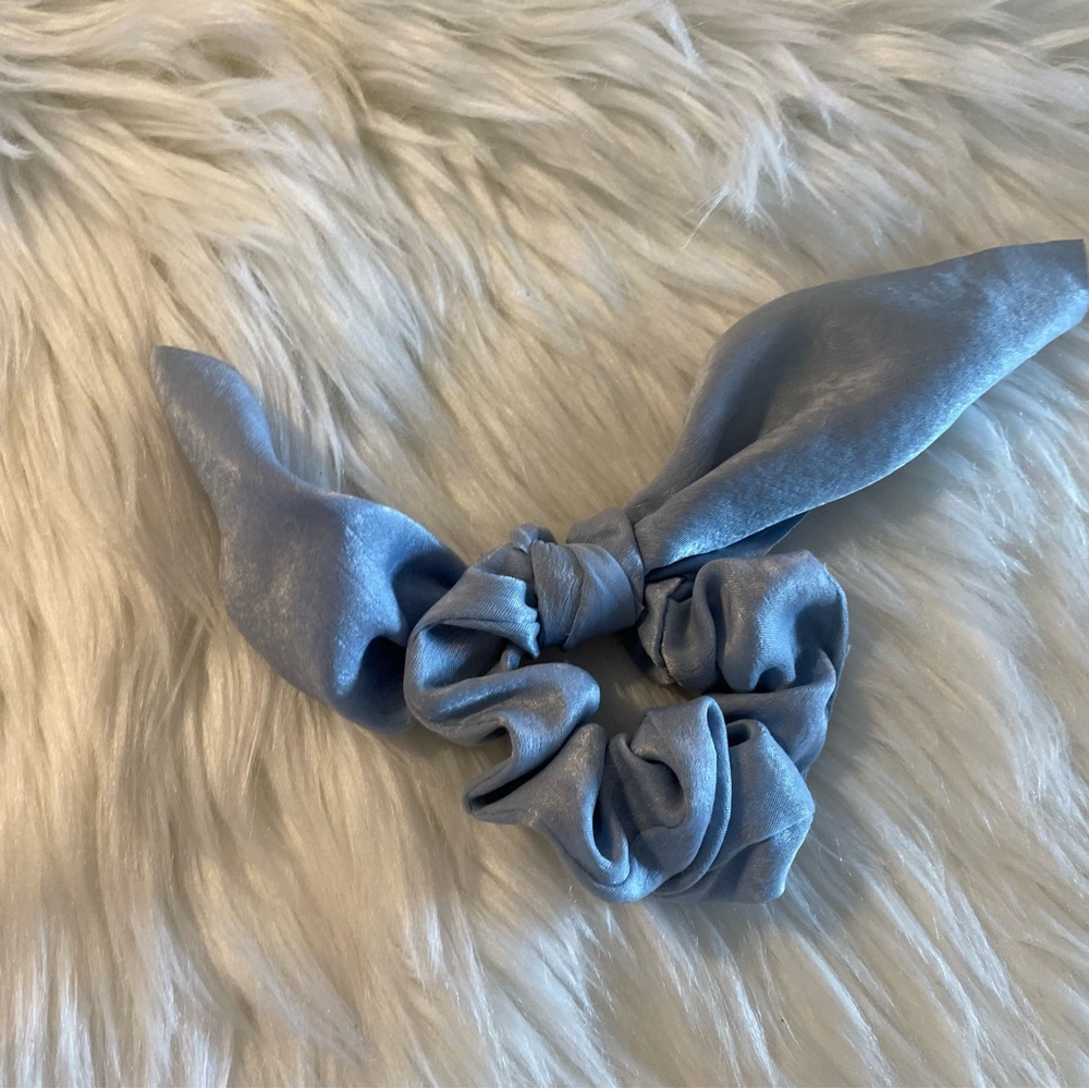 Satin Blue Hair Scrunchie